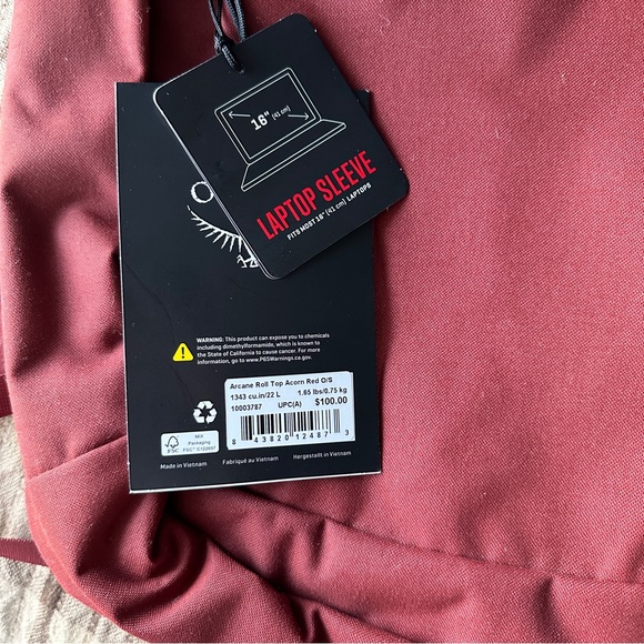 NWT Osprey  arcane roll top acorn red 22L 16 inch laptop everyday backpack - Picture 3 of 3